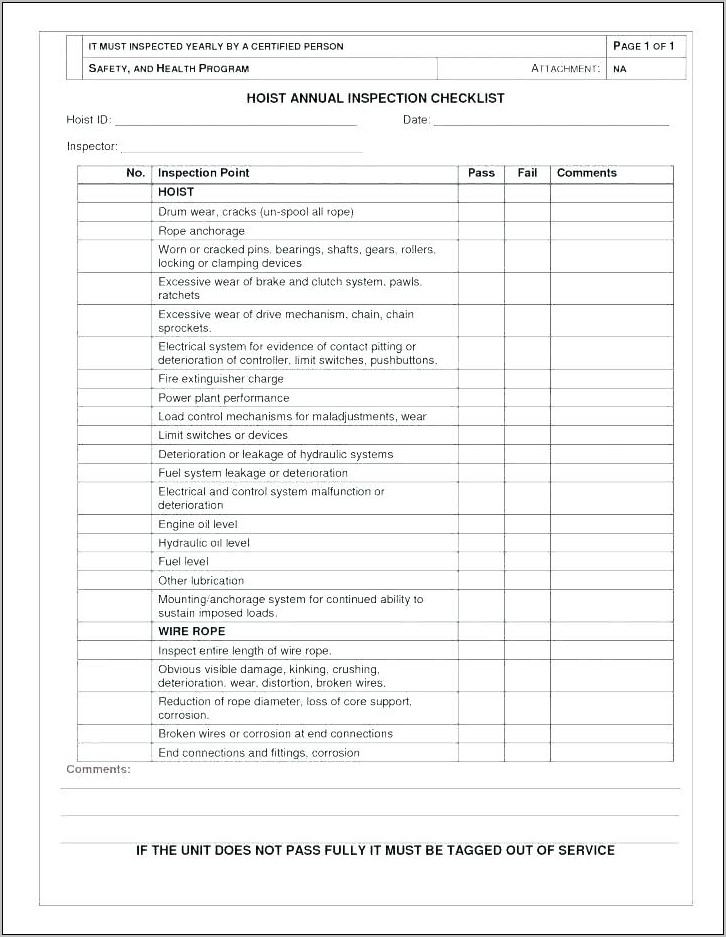 Vehicle Safety Inspection Sheet Template