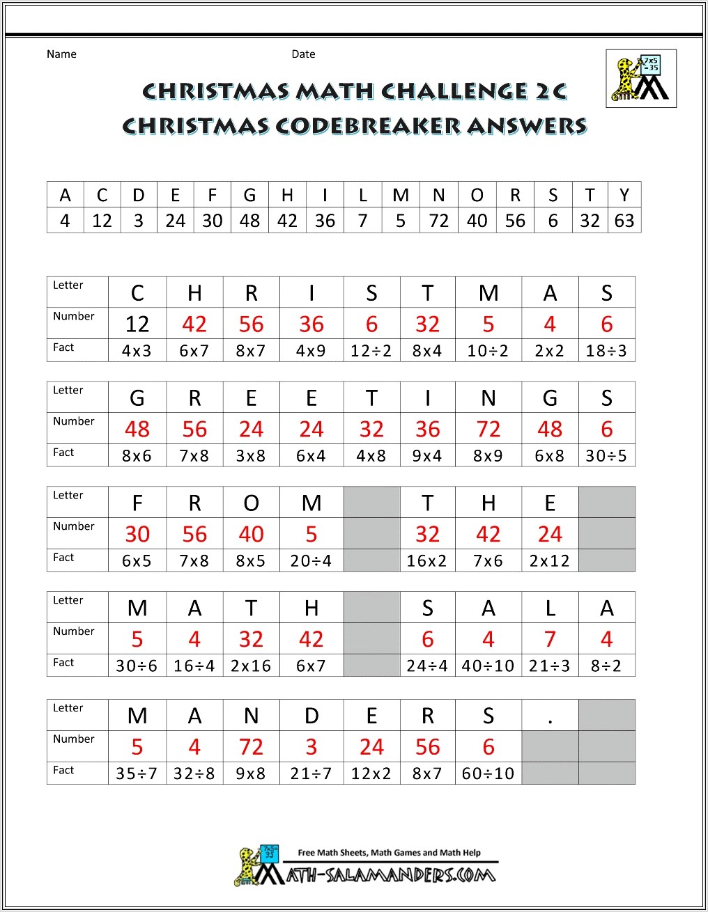 Christmas Math Worksheets Elementary