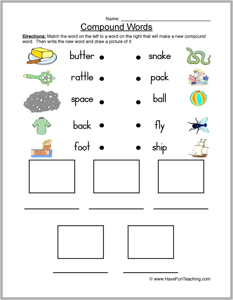 Compound Word Printable Matching Game