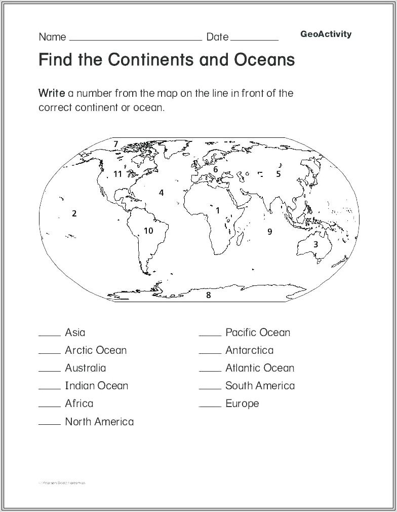 Continents Worksheet Second Grade