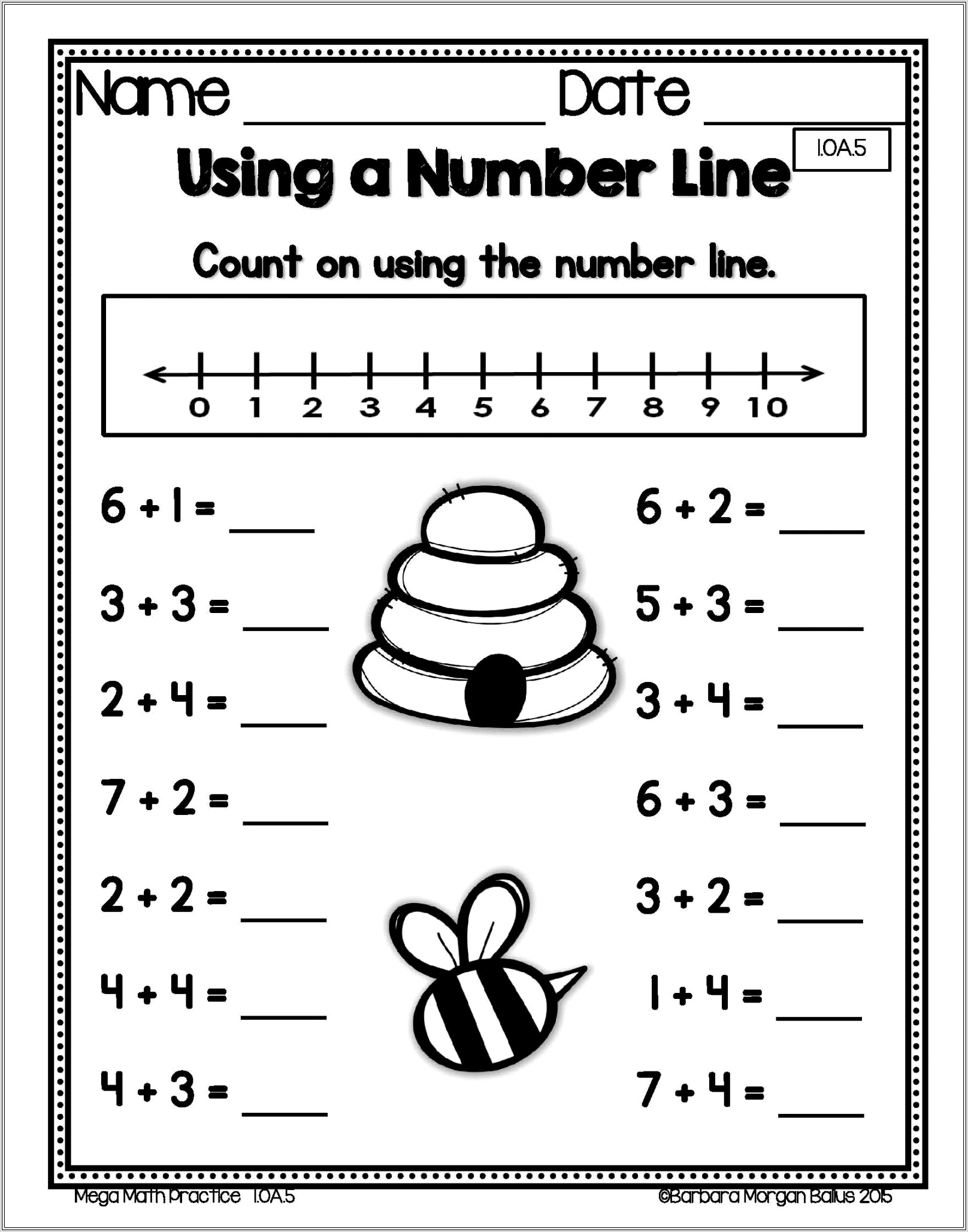First Grade Subtraction Worksheets Number Line
