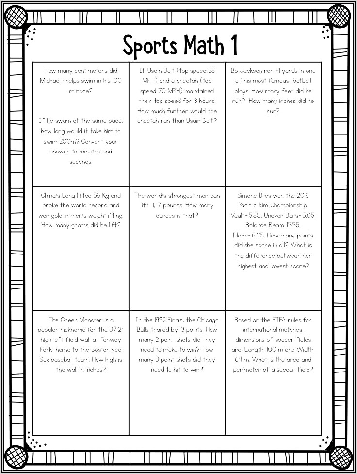 Fun Math Worksheet For Middle School
