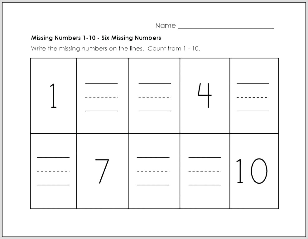 Kindergarten Math Worksheet On Numbers