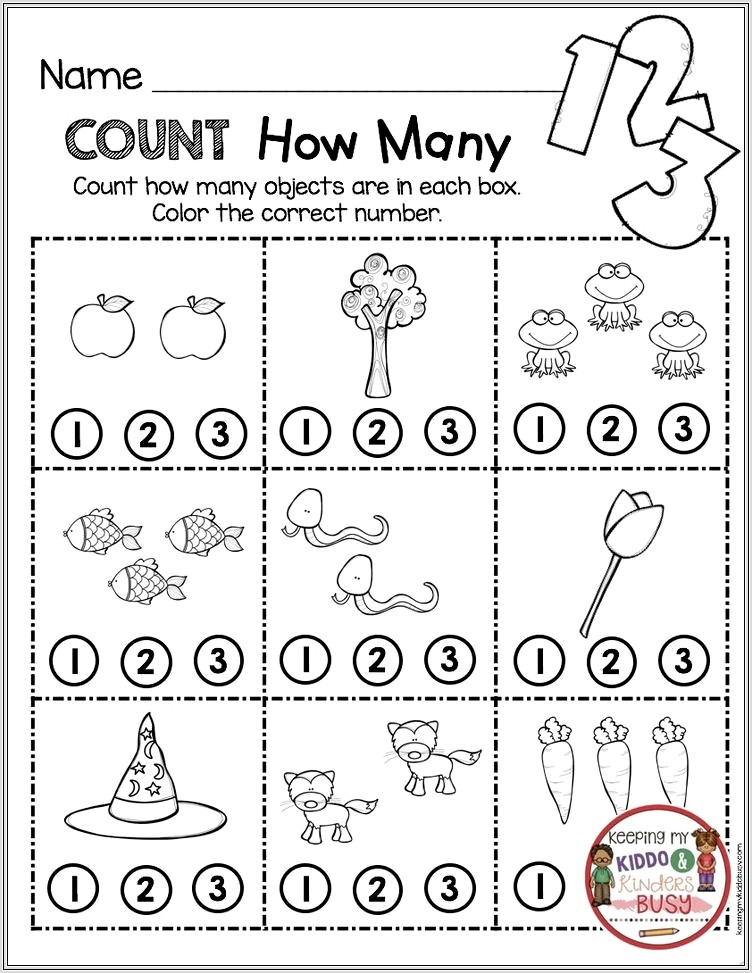 Kindergarten Math Worksheets Counting Numbers