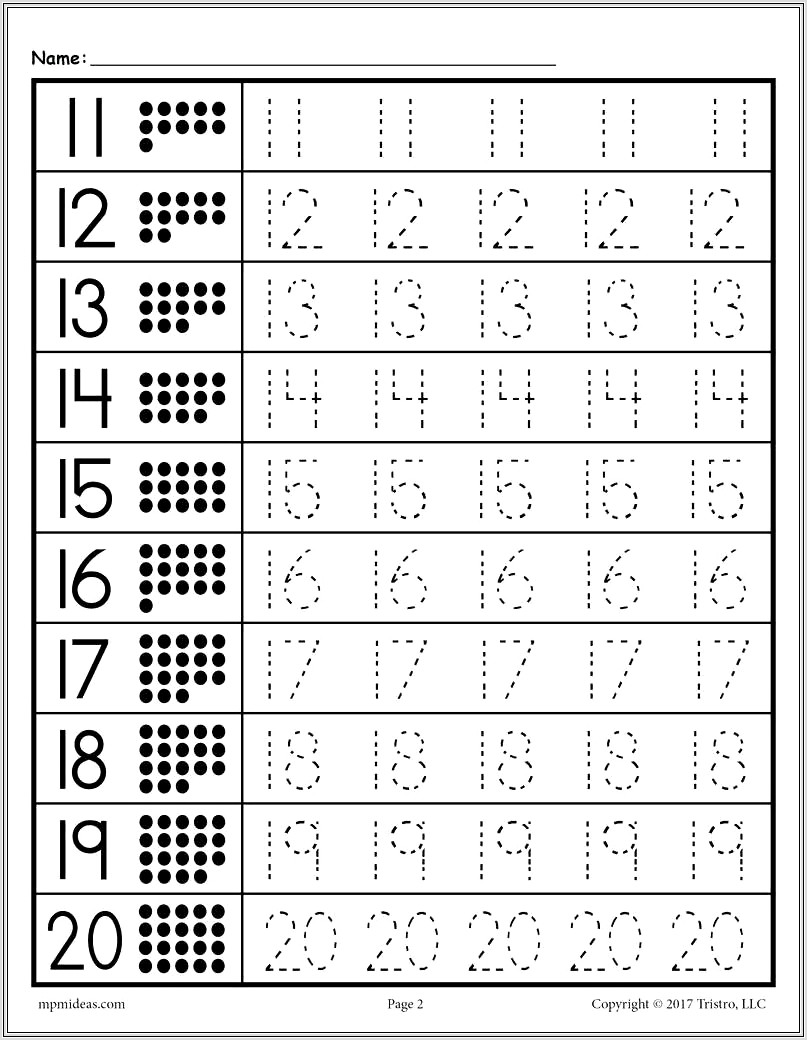 Kindergarten Math Worksheets For Numbers 11 20
