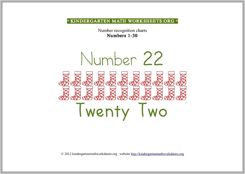 Kindergarten Math Worksheets Numbers 1 30
