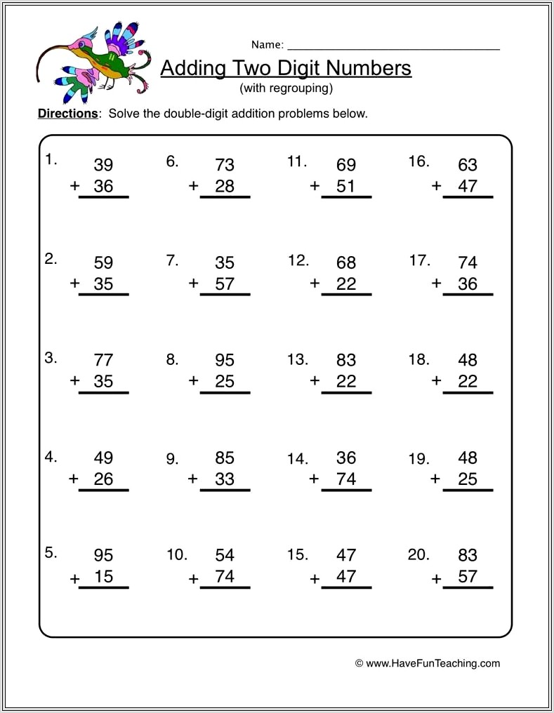 Math Addition Worksheets Elementary