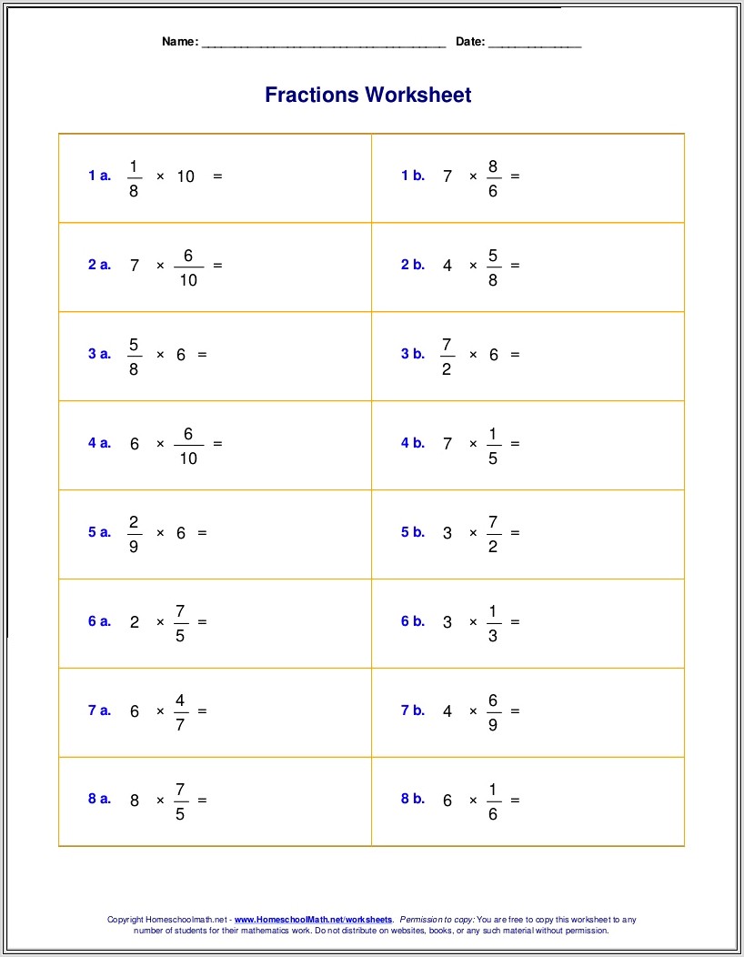 Mixed Numbers Times Whole Numbers Worksheet