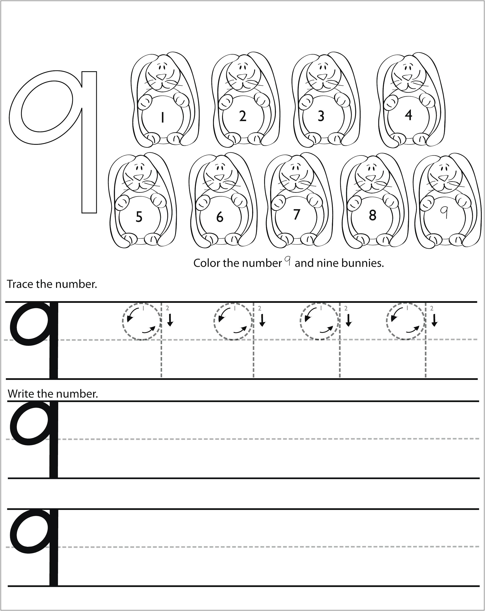 Number 9 Worksheets Preschool