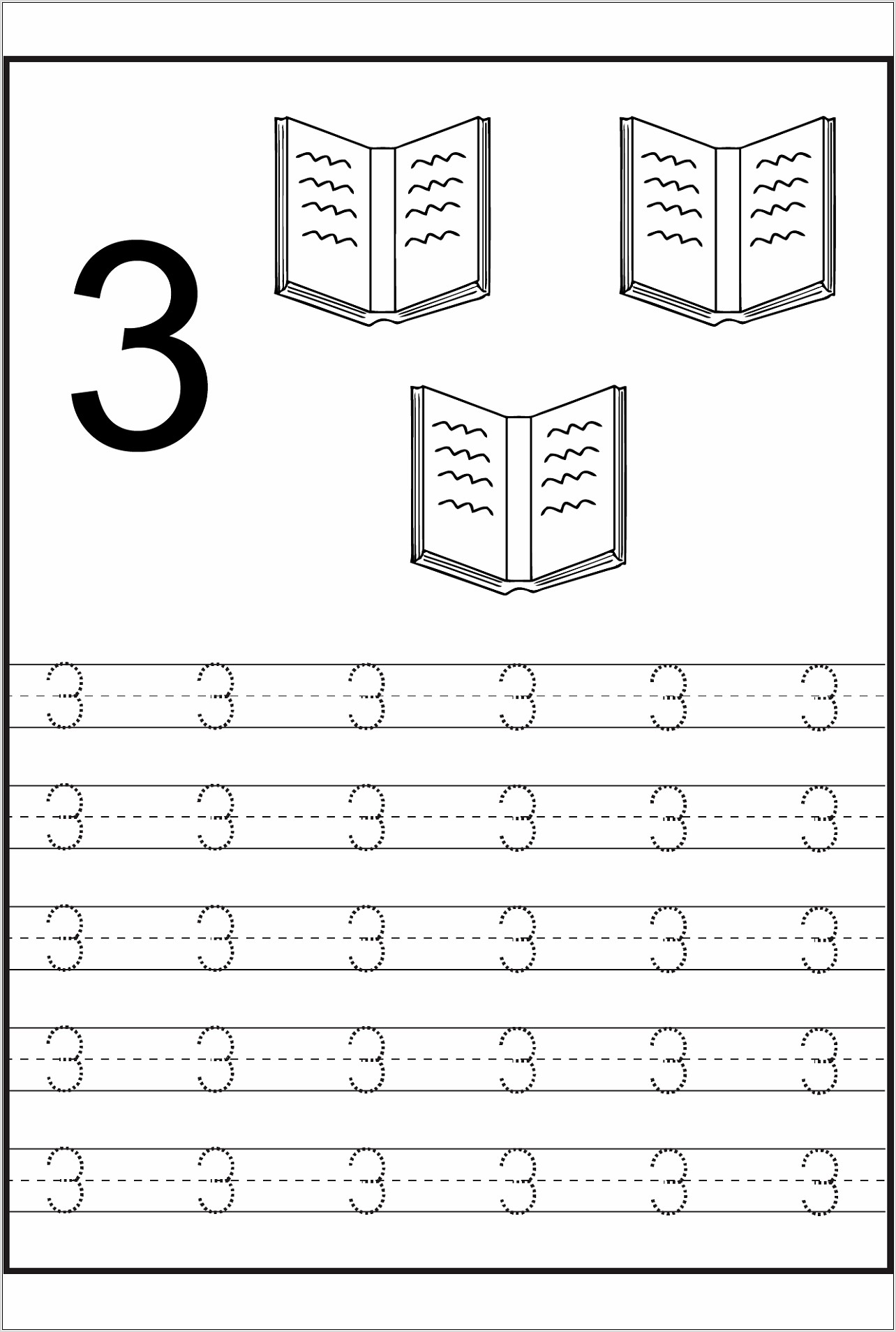 Number Sheets For 3 Year Olds