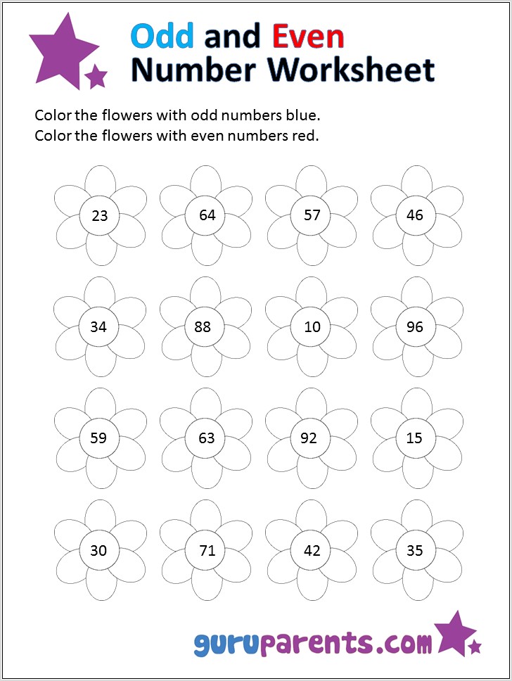 Odd Numbers Even Numbers Worksheet
