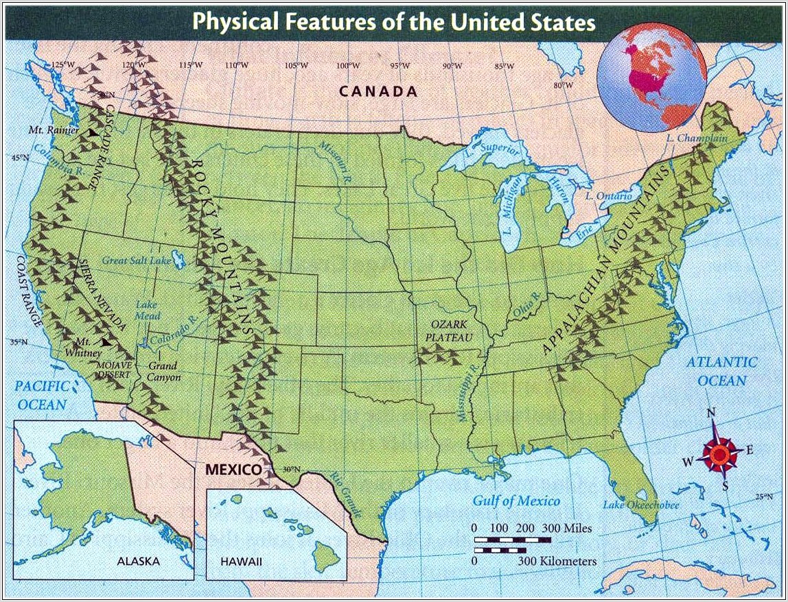 Physical Map Of United States Worksheet