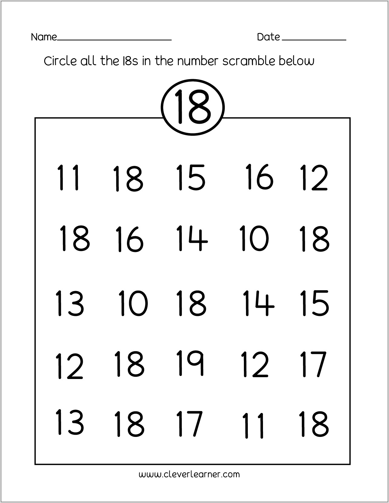 Preschool Printable Number Sheets