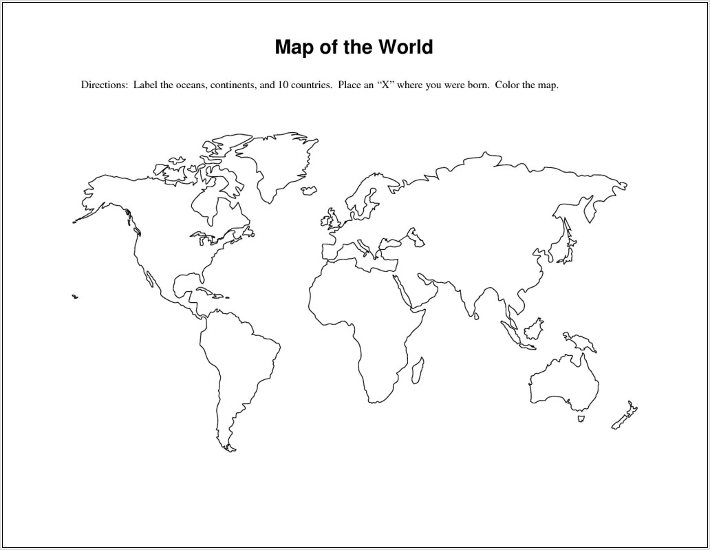 Printable Worksheet Continents And Oceans