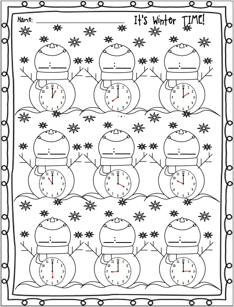 Telling Time Printable Sheets
