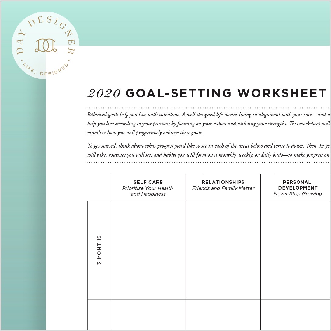 Track And Field Goal Setting Worksheet