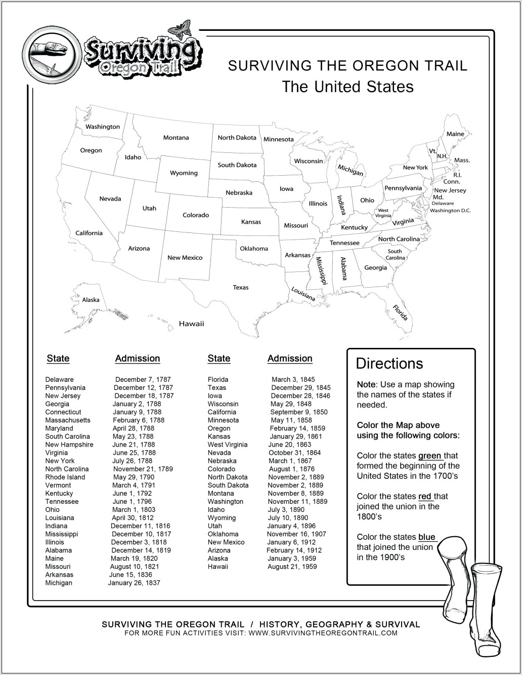 United States Geography Map Worksheet