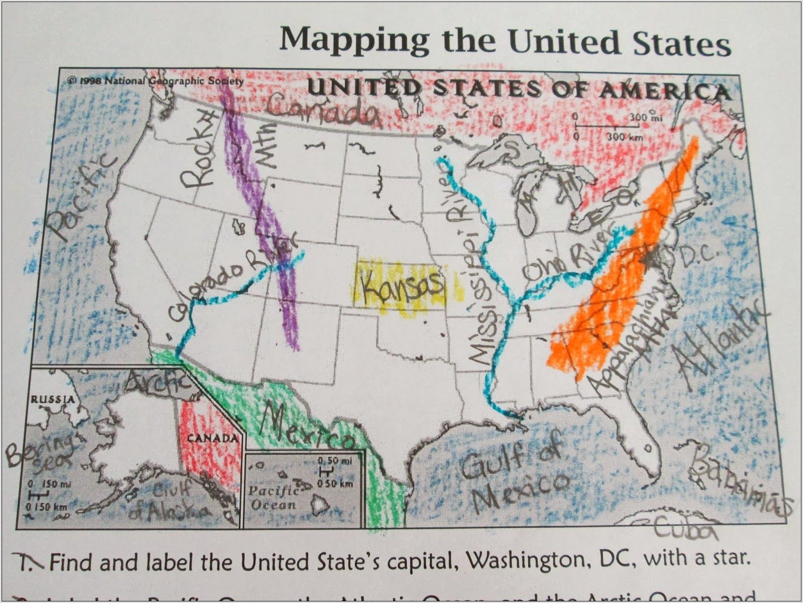 United States Landforms Map Worksheet