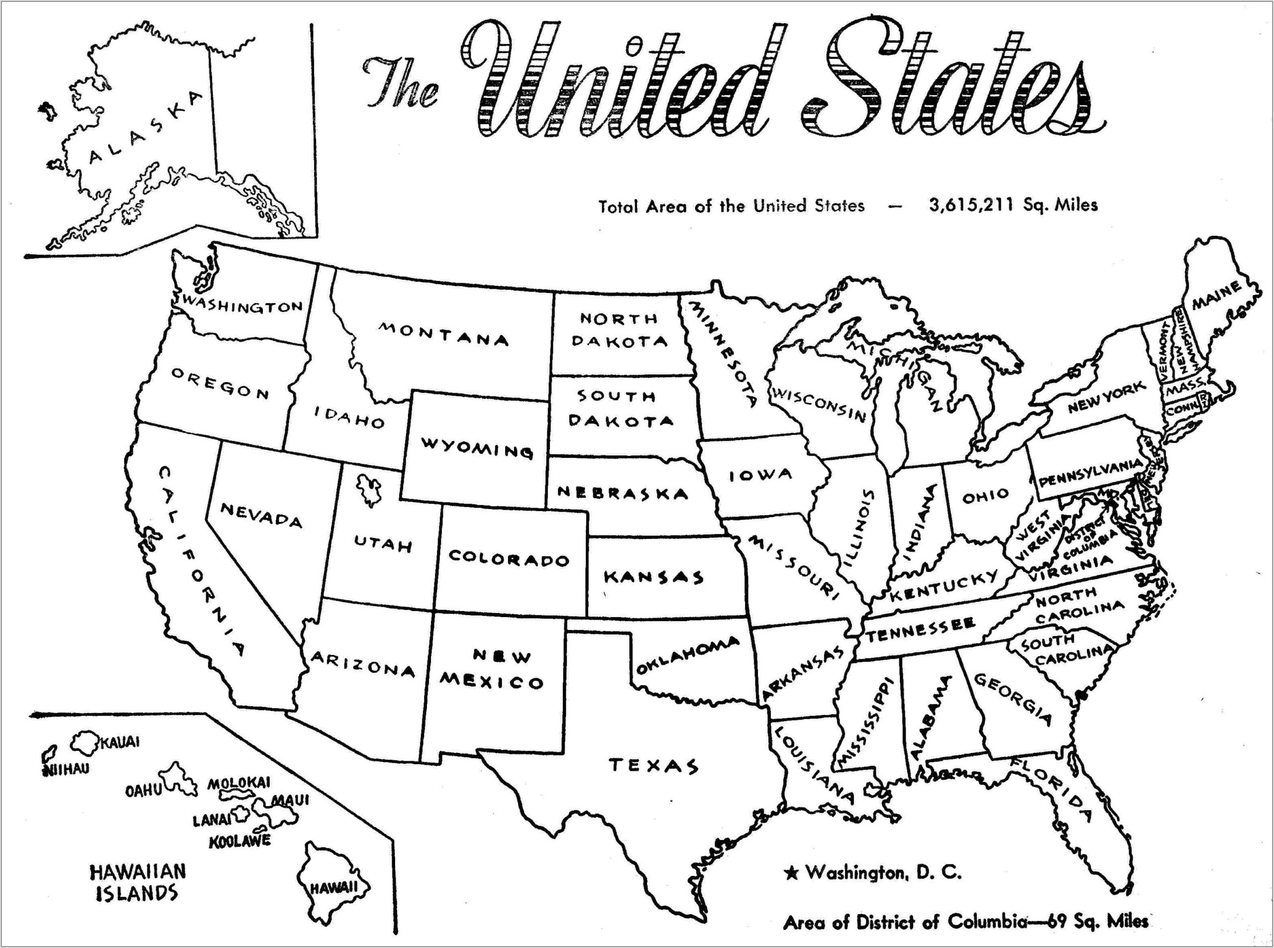 United States Map Coloring Page Printable