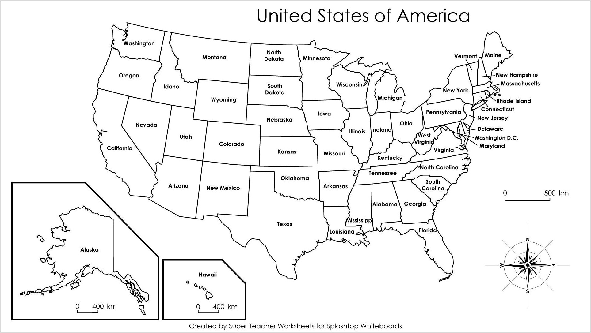United States Map Outline Worksheet
