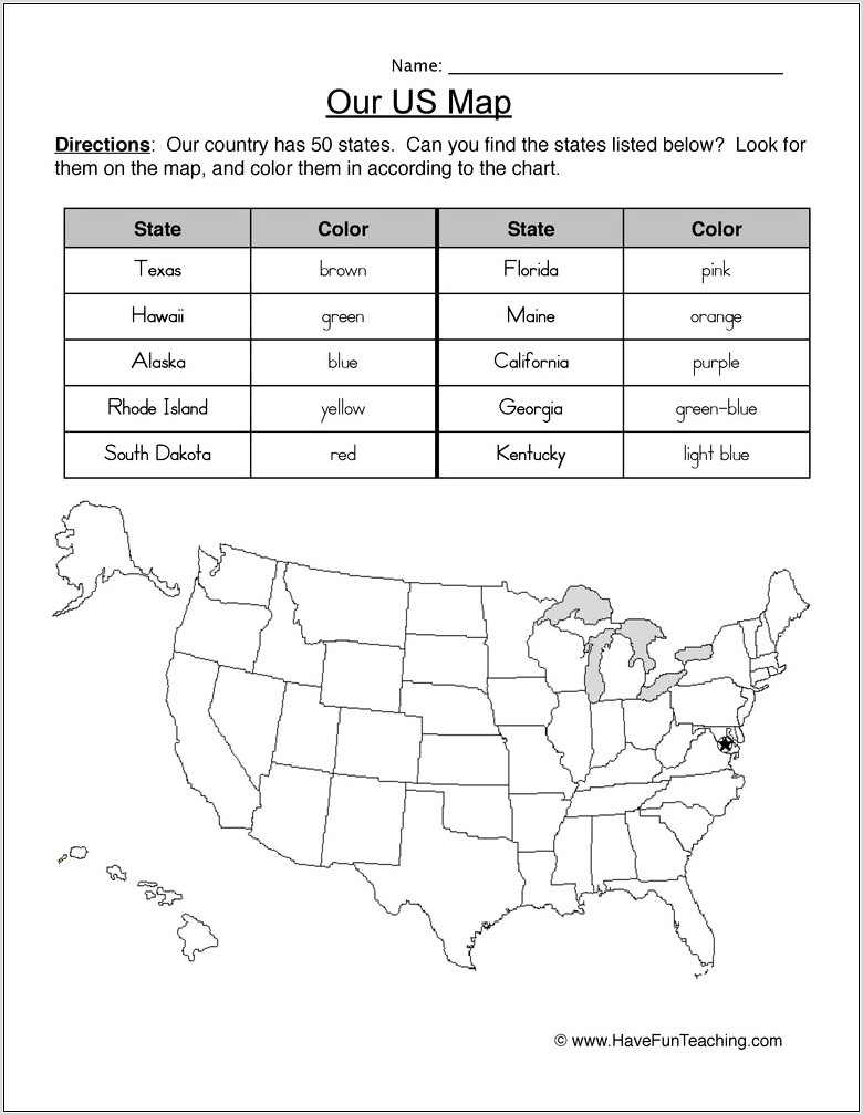 United States Map Practice Worksheets