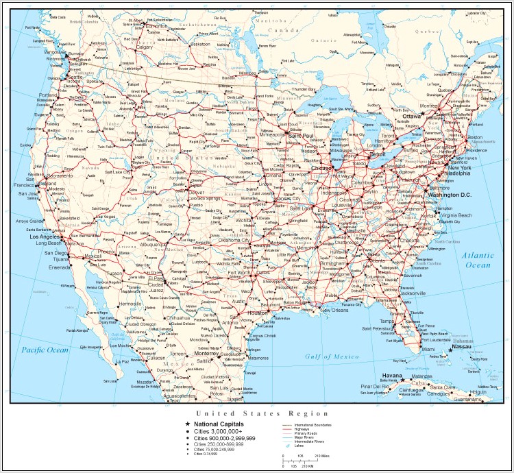 United States Map Printable With Cities
