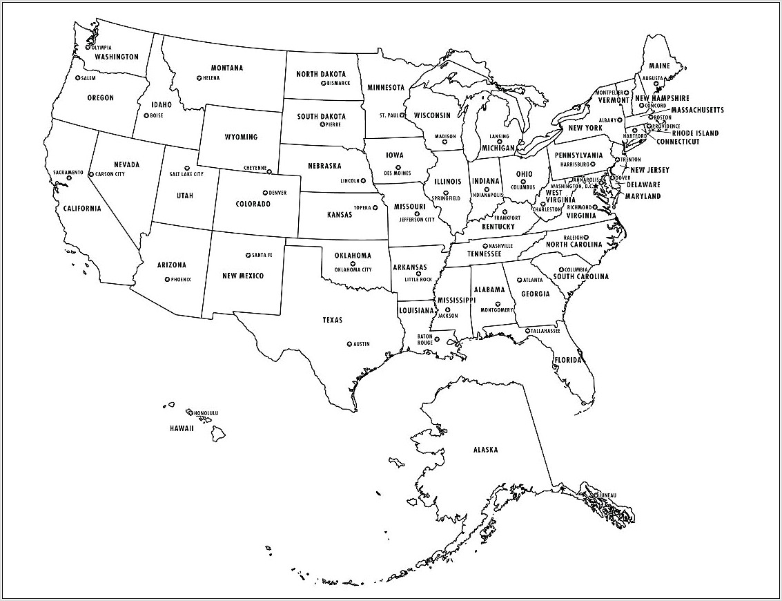 United States Map Printable With State Names