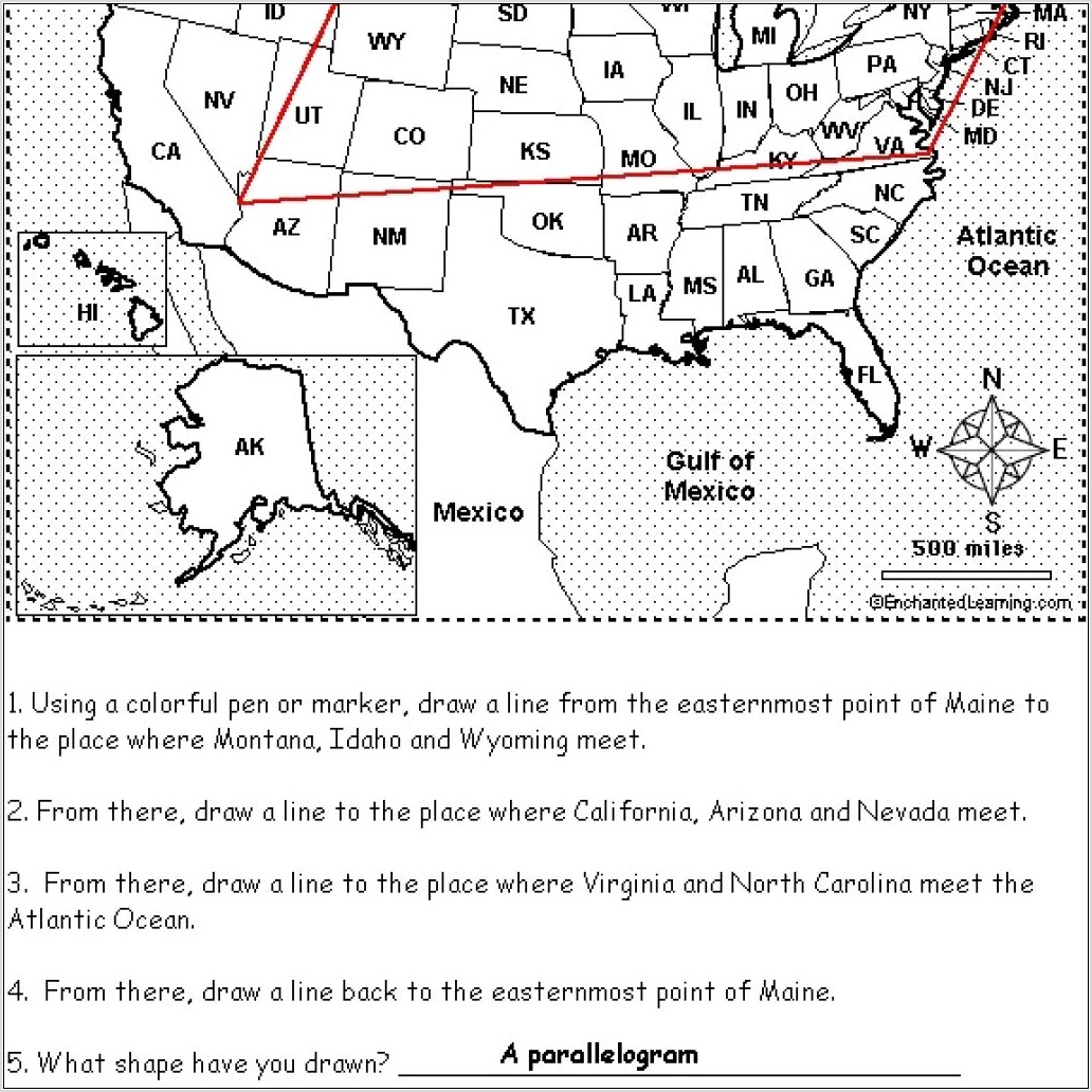 United States Map Worksheet 4th Grade
