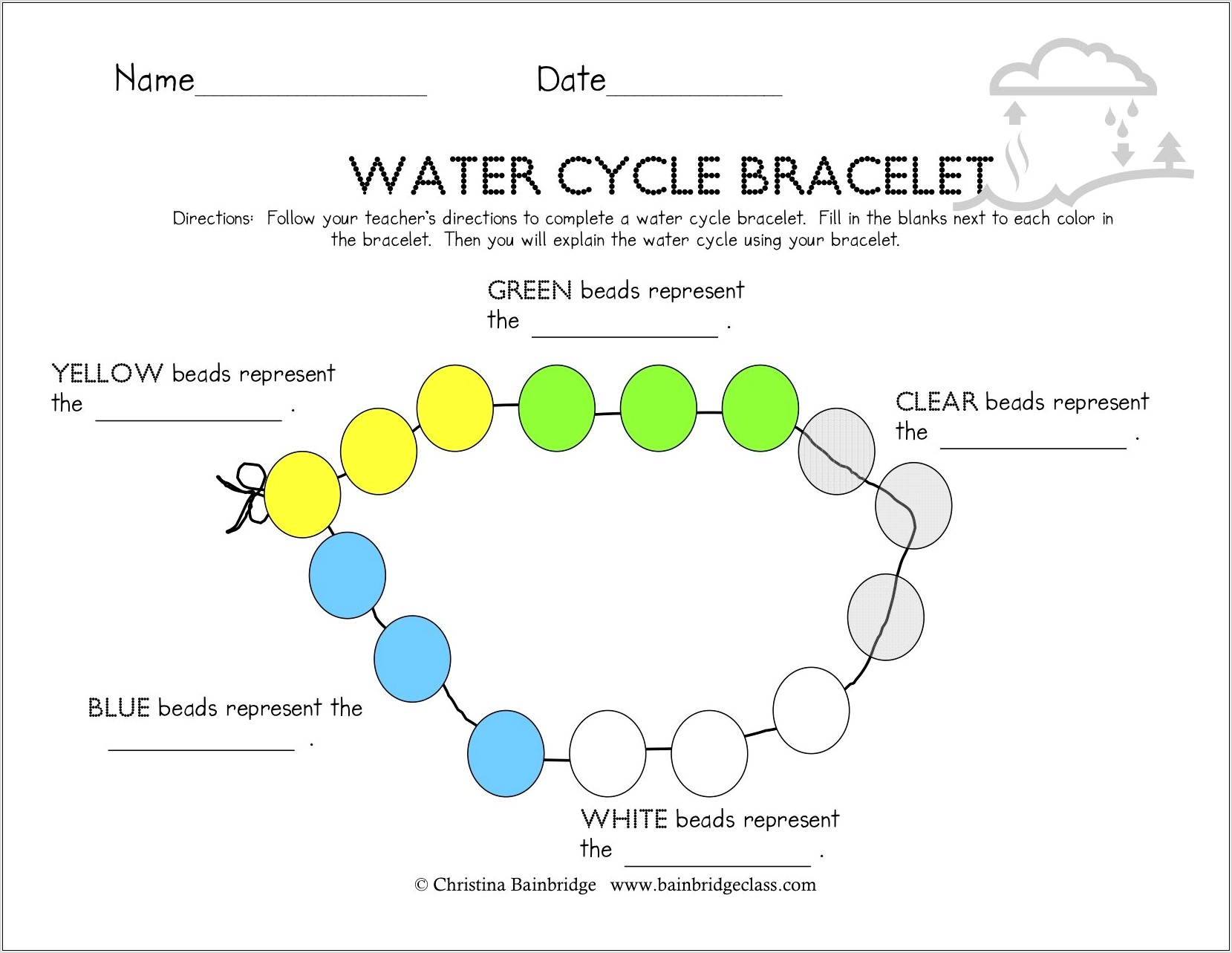 Water Cycle Bracelet Worksheet