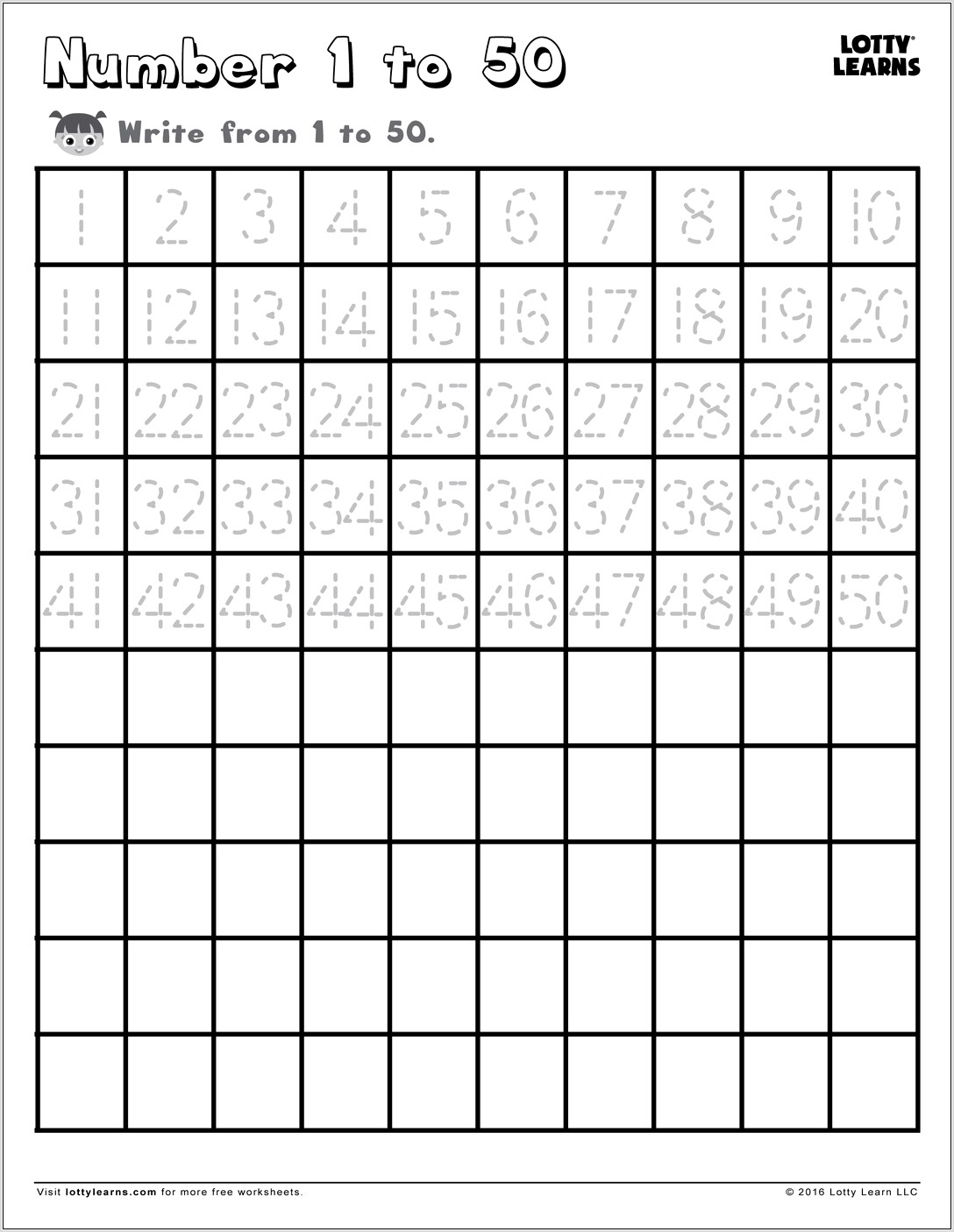 Worksheets Numbers To 50