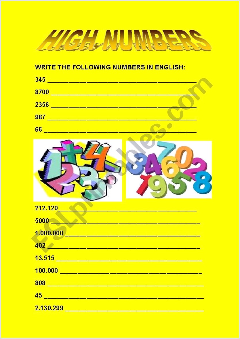 Writing Numbers In English Exercises