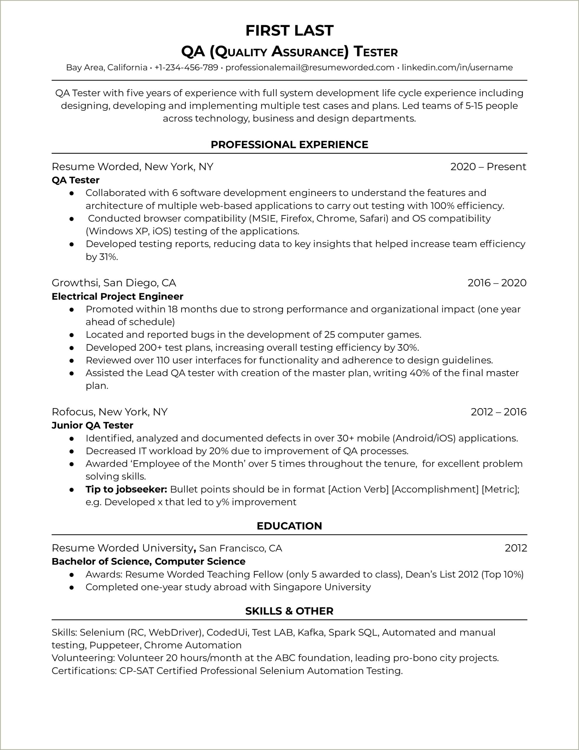 7 Years Experience In Testing Resumes