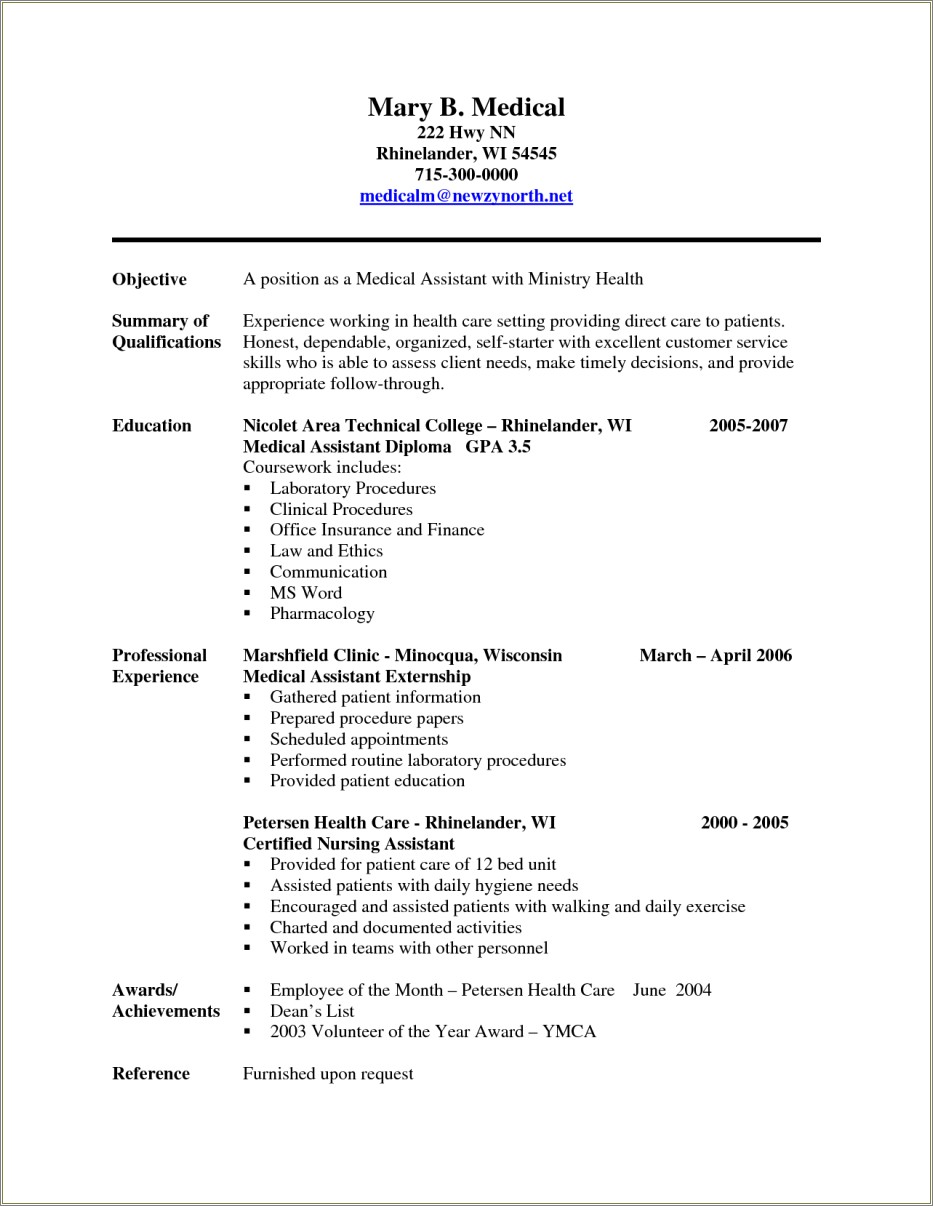 A Sample Resume Of A Direct Care Worker