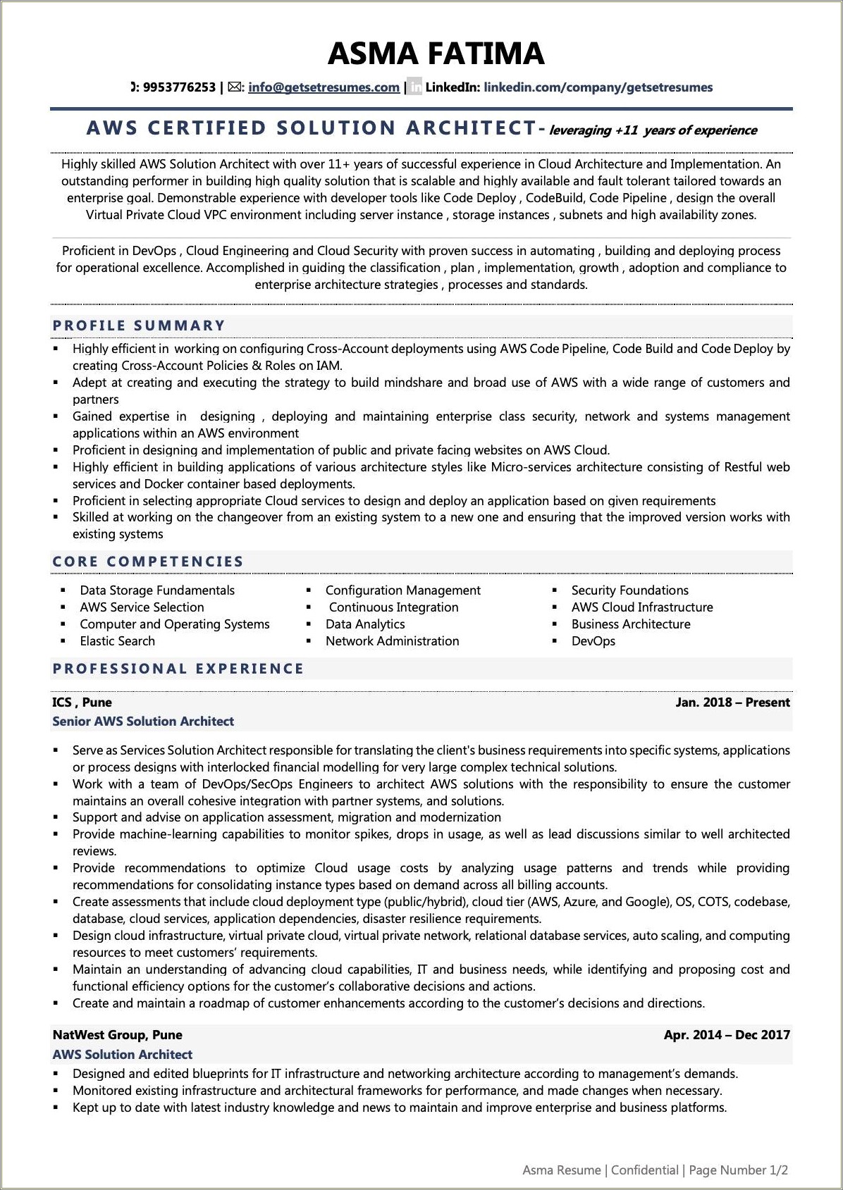 Azure Resume For 3 Years Experience