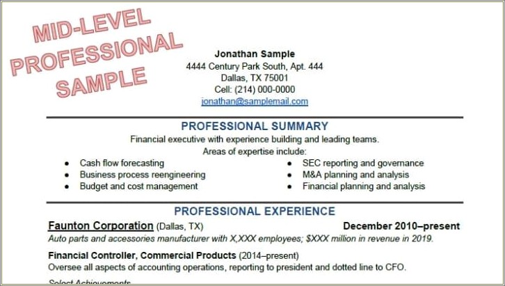 Best Sample Resume Format For Experienced