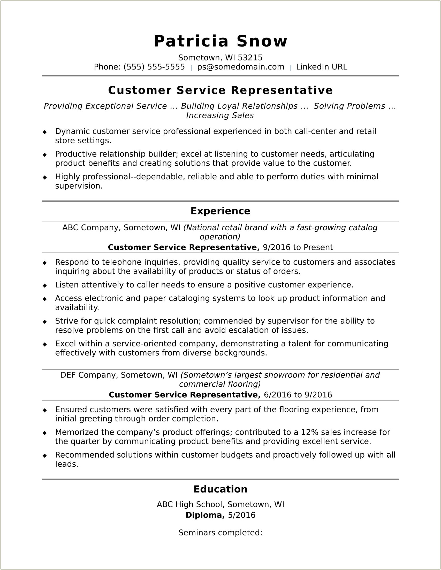 Call Center Manger Job Resume Examples