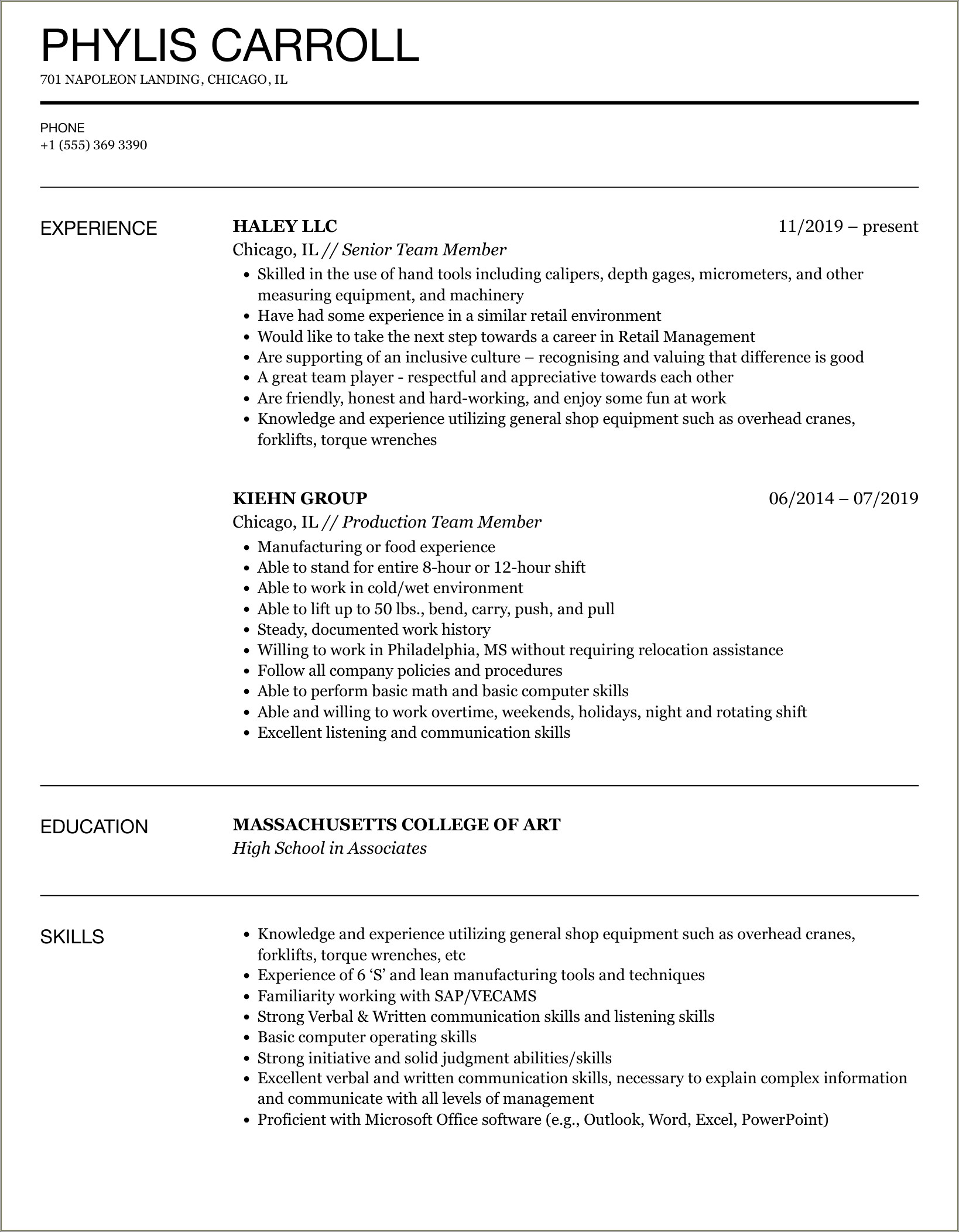 Chick Fil A Job Description For Resume
