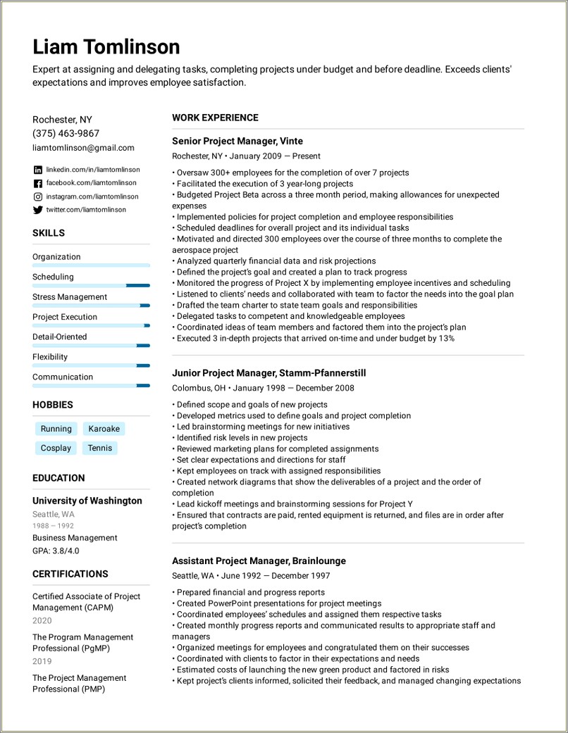 Combination Resume Sample For College Student