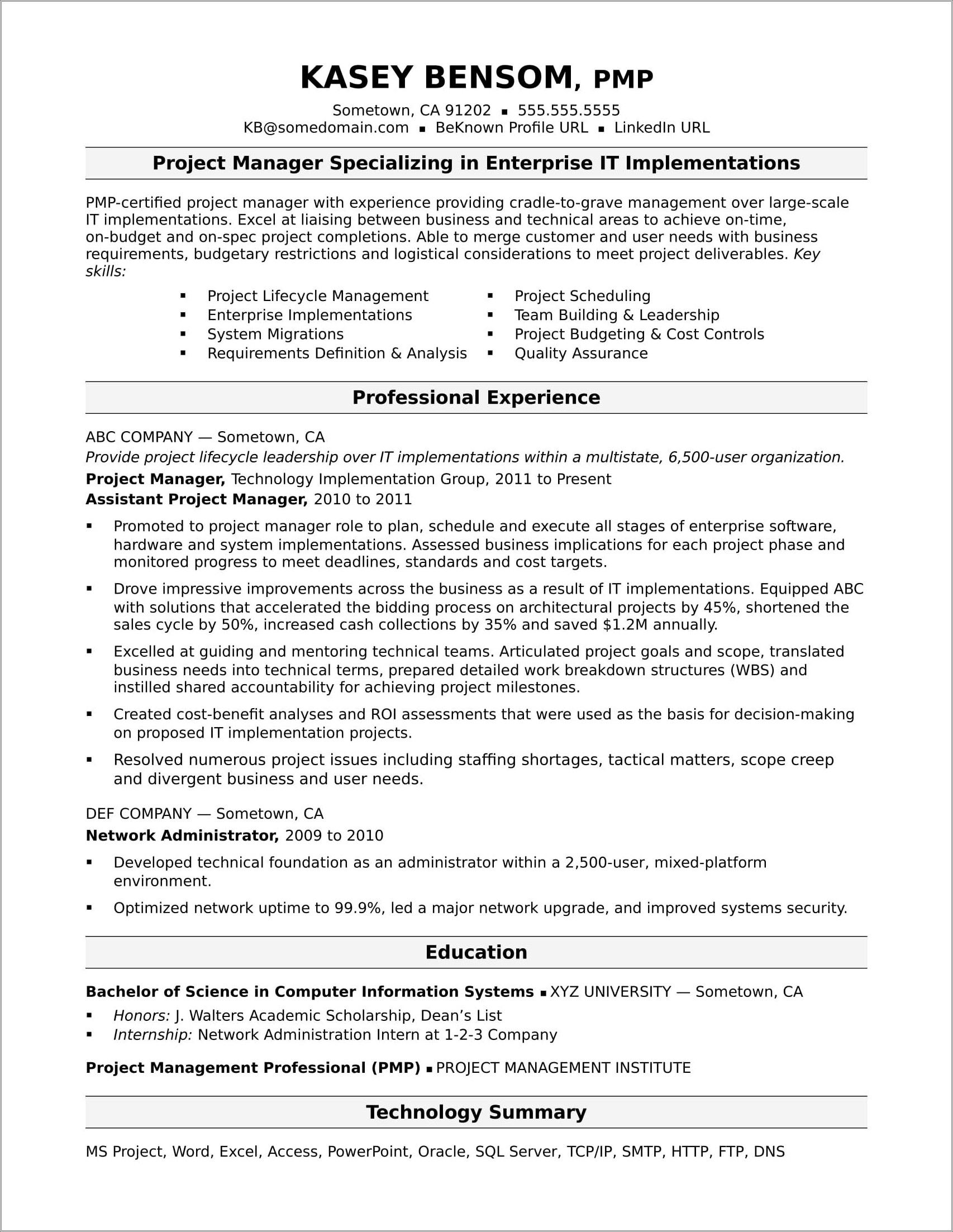 Computer And Information Systems Managers Resumes