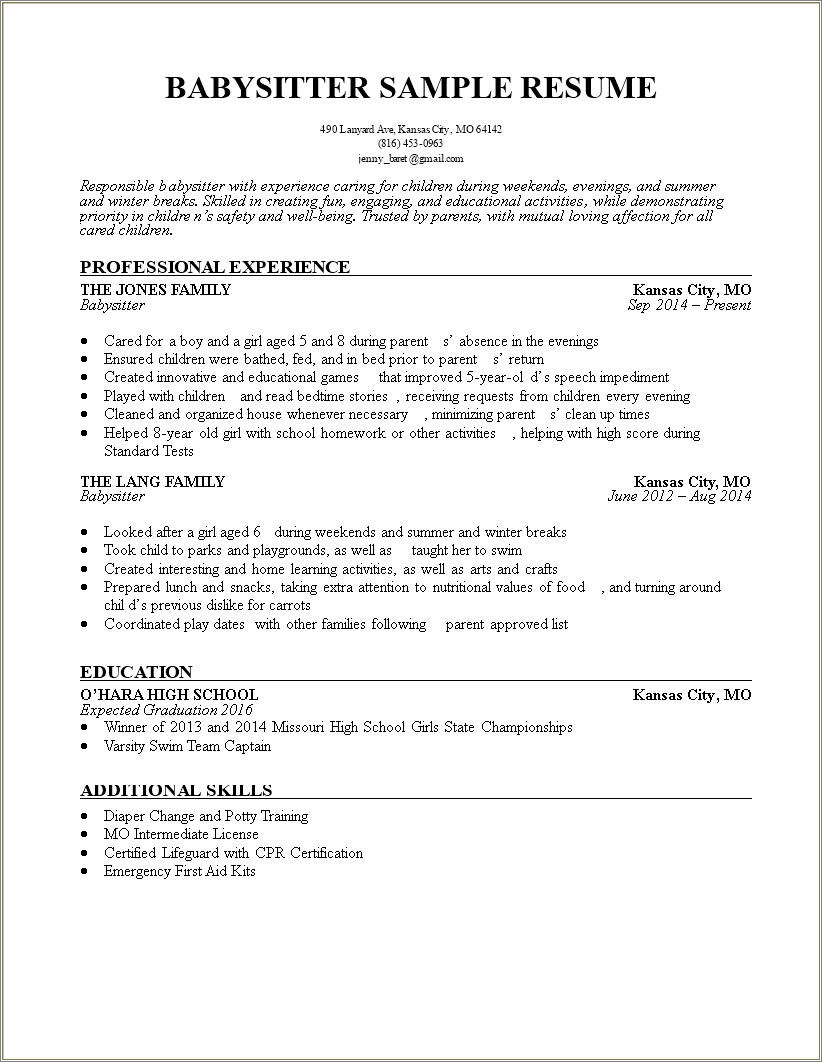 Download Sample Resume For Intermediate Students
