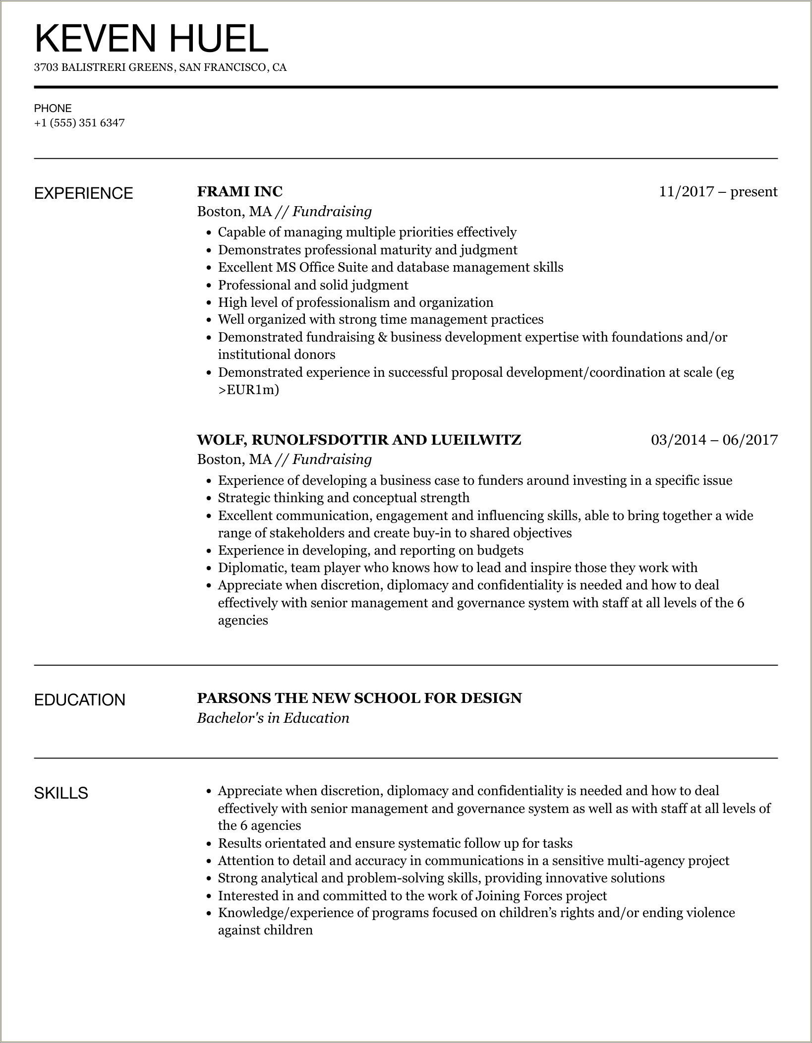 Example Of Resume For Lateral Promotion