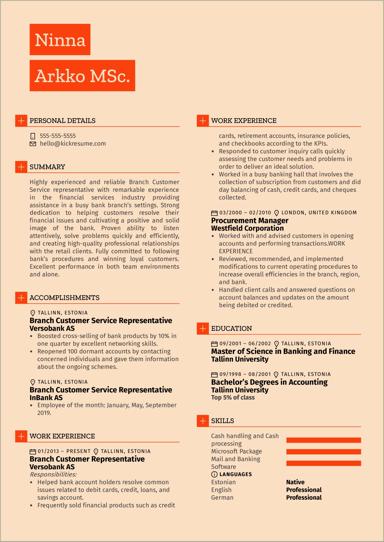 Financial Relationship Specialist Job Description For Resume