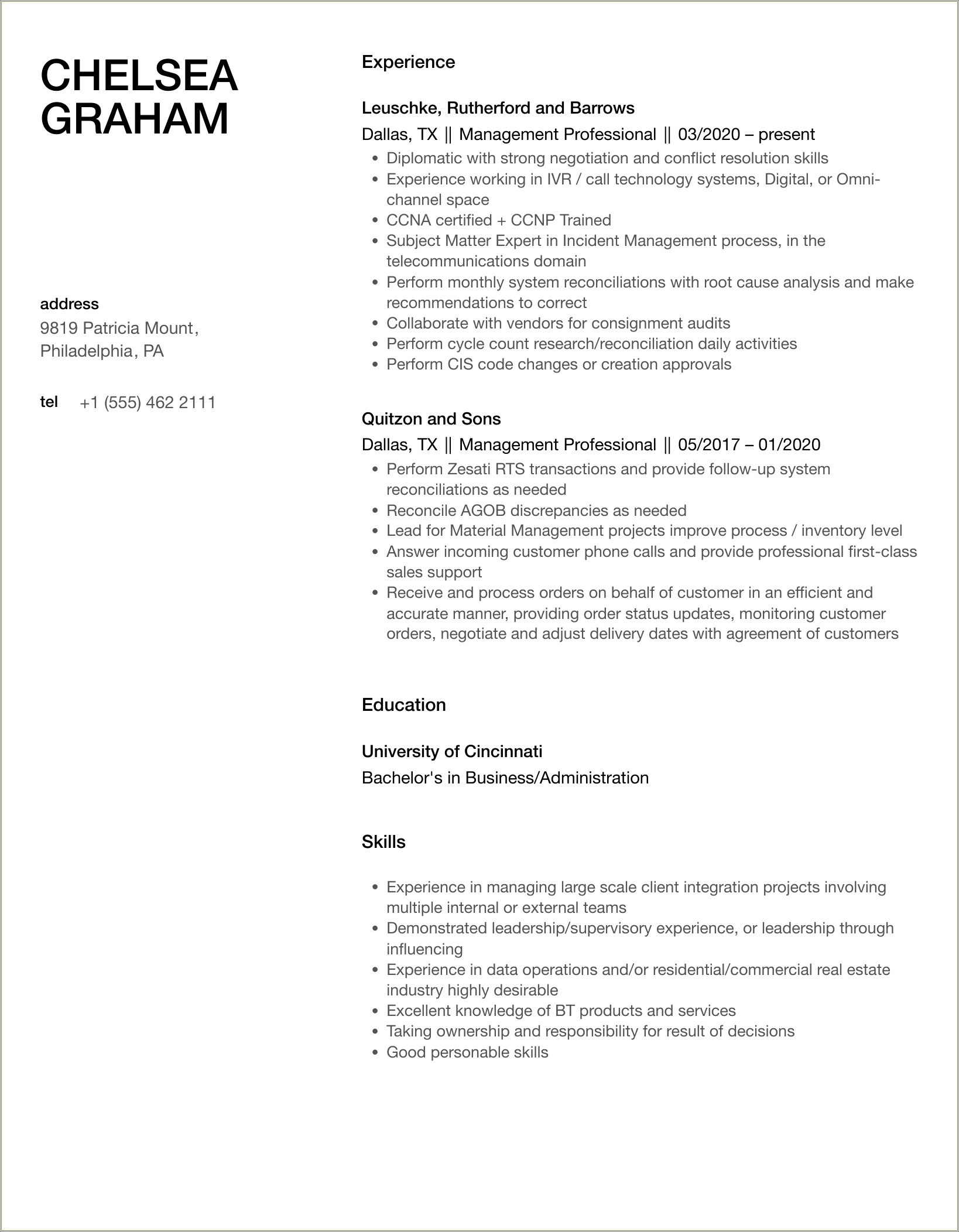 Framework Management Llc Professional Resume Writng