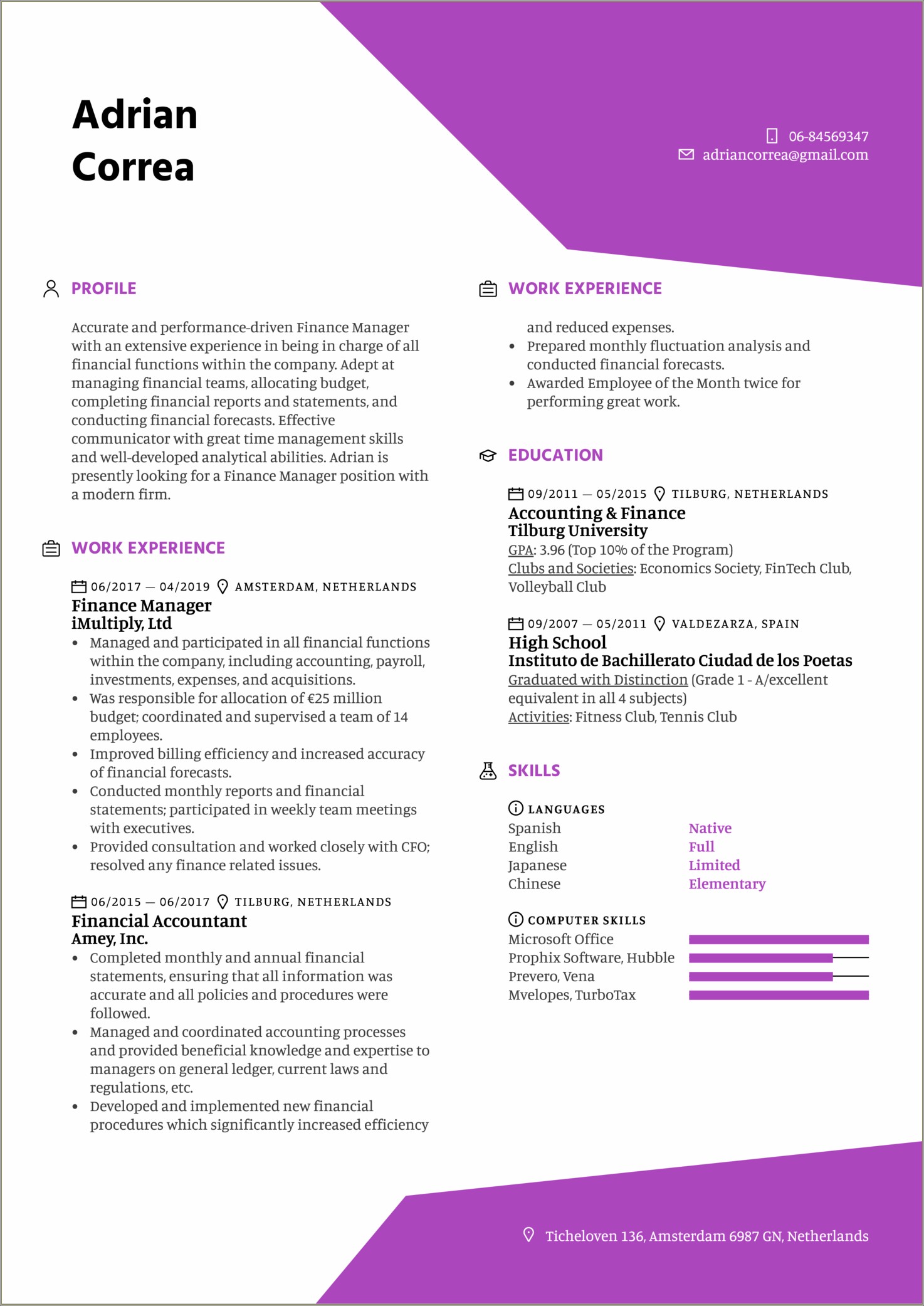 Good Headers For A Finance And Accounting Resume