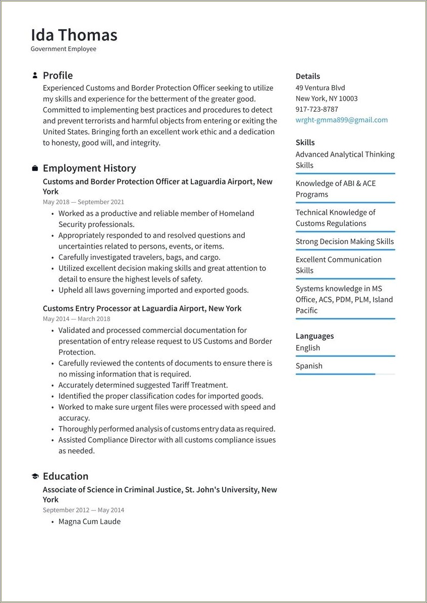 Goventment Resume Sample For County Work