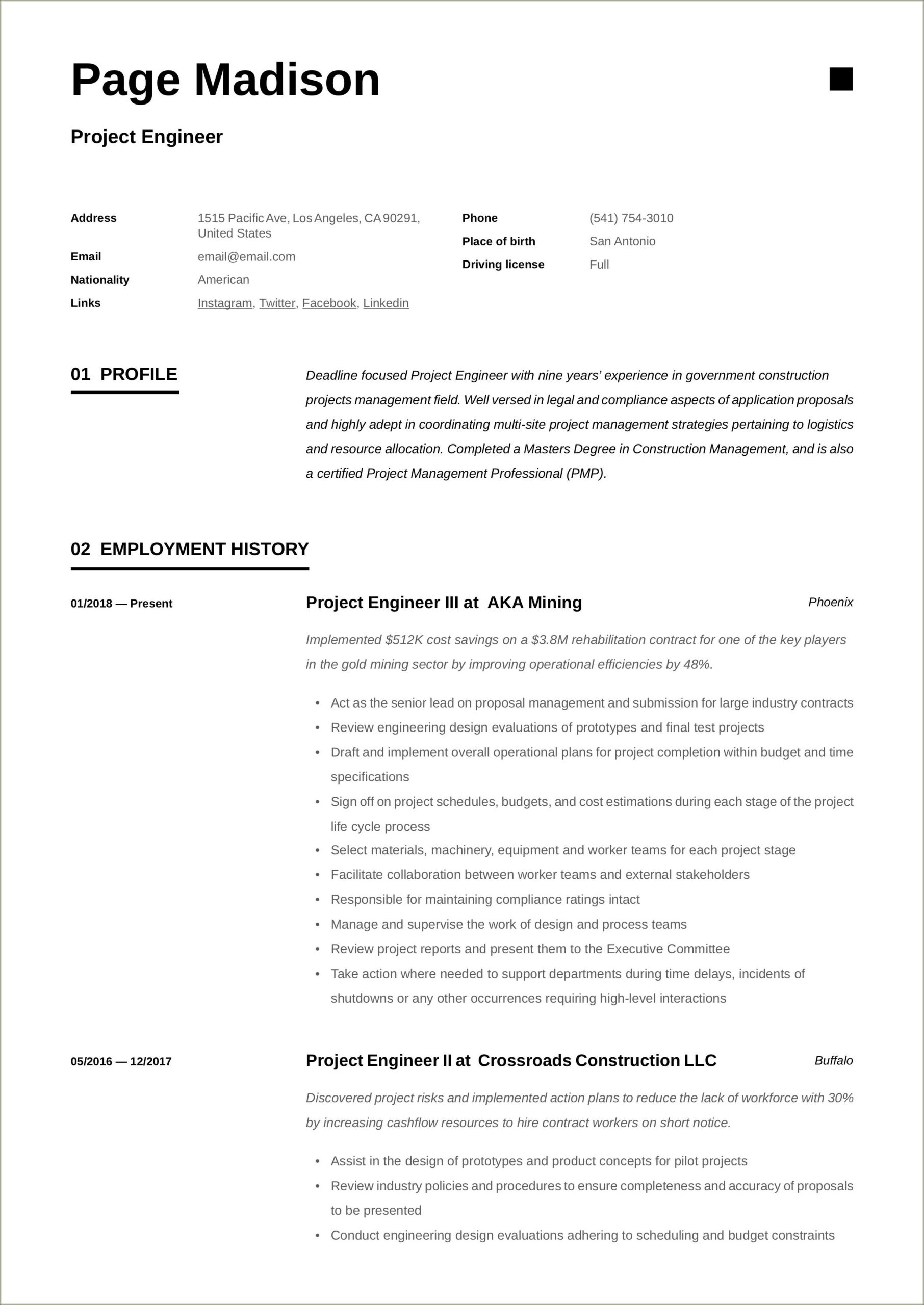 Instrumentation Engineer Resume With 4 Year Experience