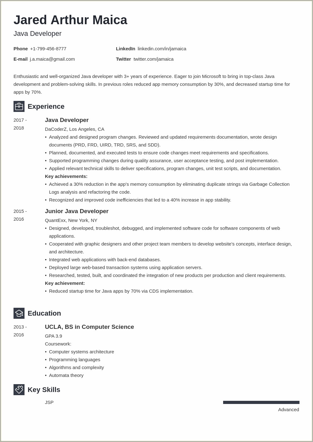 Java J2ee 5 Years Experience Resume