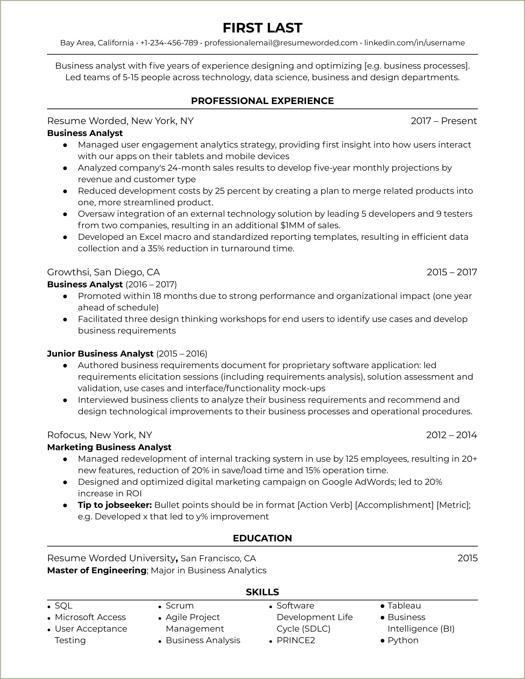 Java J2ee Business Analyst Sample Resume