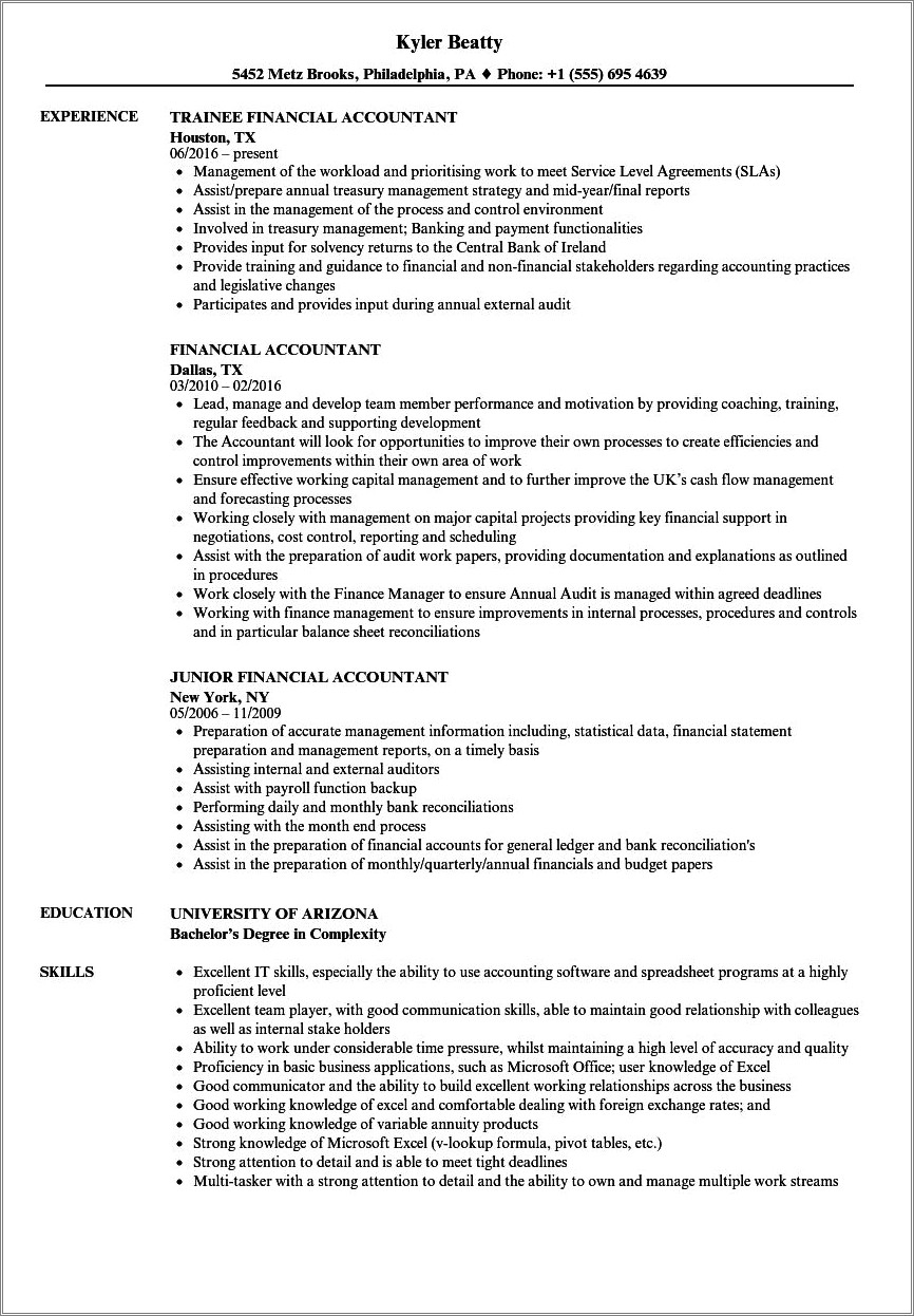 Key Skills For Accounting And Finance Resume