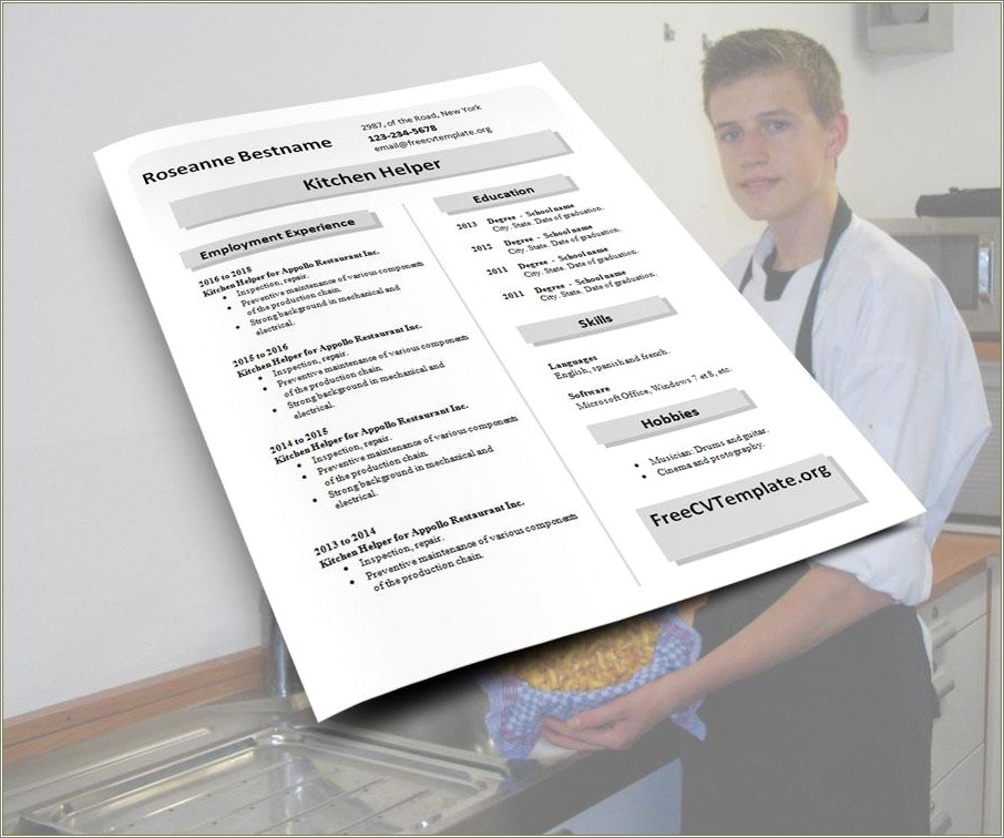Kitchen Helper Resume Sample Job Interview
